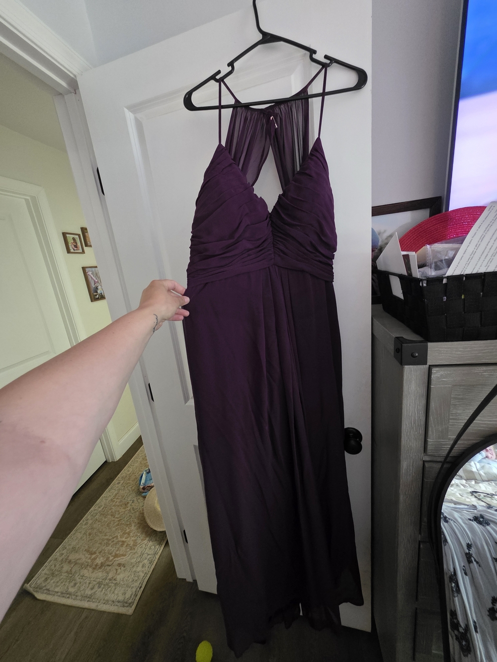 Plum Halter Chiffon Evening Gown